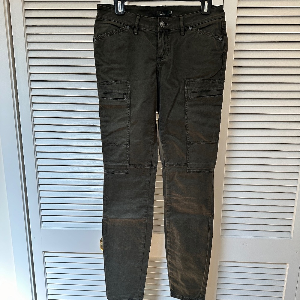 Prana Low Rise Organic Cotton Skinny Jeans Army Green Size 4 Runs Larger